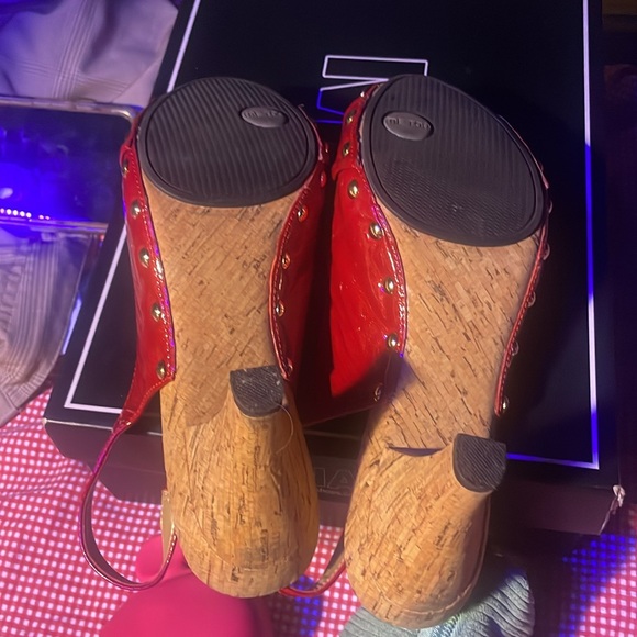 Women’s Summer Red Peep Toe/Sling Back Heels - Picture 5 of 5